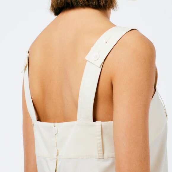 Tibi cotton poplin overall midi dress, cream, 10, $105. EUC. - Picture 3 of 4